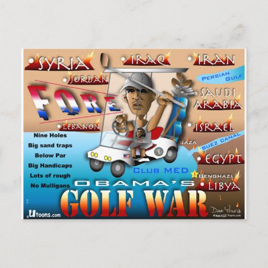 Carte Postale La guerre de golf d'Obams (Devant)