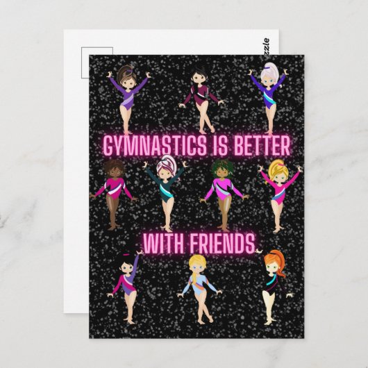 Carte Postale La Gymnastique Est Mieux Avec Les Amis Dark Sparkl (Devant / Derrière)