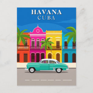 Carte Postale La Havane Cuba Voiture de Voyage Vintage