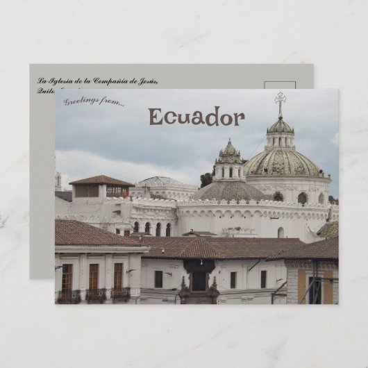 Carte Postale La Iglesia de la Compania de Jesus Quito Equateur (Devant / Derrière)