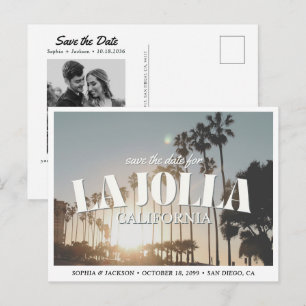 Carte Postale La Jolla Mariage Save the Date Palmier Rétro