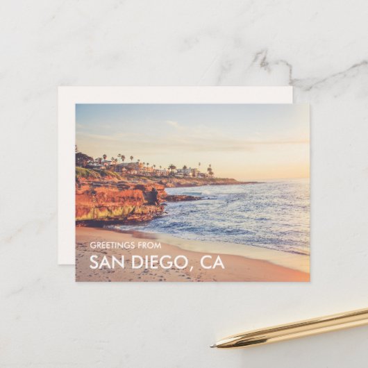 Carte postale La Jolla Sunset Greetings from San D (Devant/Arrière en situation)