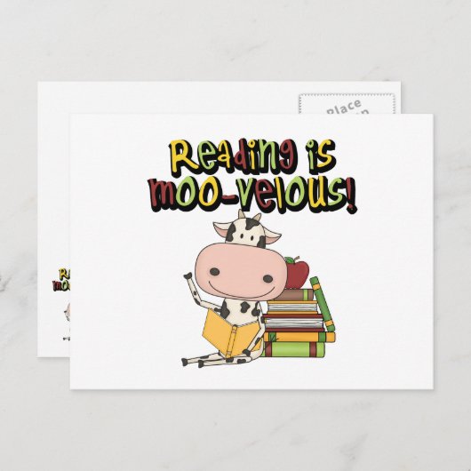 Carte Postale La lecture est MOO-velous (Devant / Derrière)
