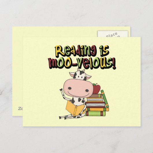 Carte Postale La lecture est Moo-velous (Devant / Derrière)