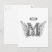 Carte Postale La lettre initiale de l'alphabet M d'ange s'envole (Devant / Derrière)
