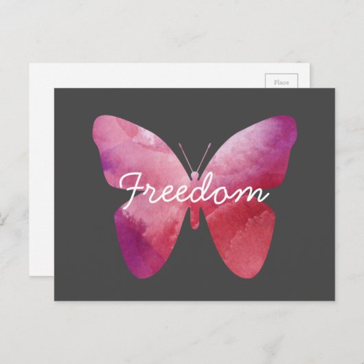 Carte Postale La liberté des papillons roses fantasque (Devant / Derrière)