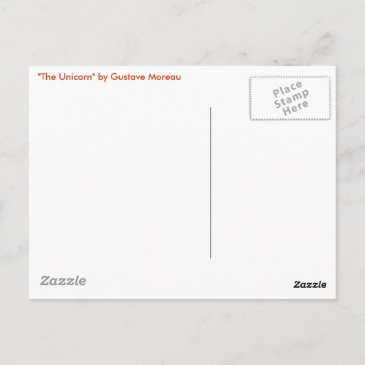 Carte postale : La licorne (Dos)