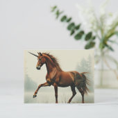Carte Postale La licorne brune en double exposition (Debout devant)