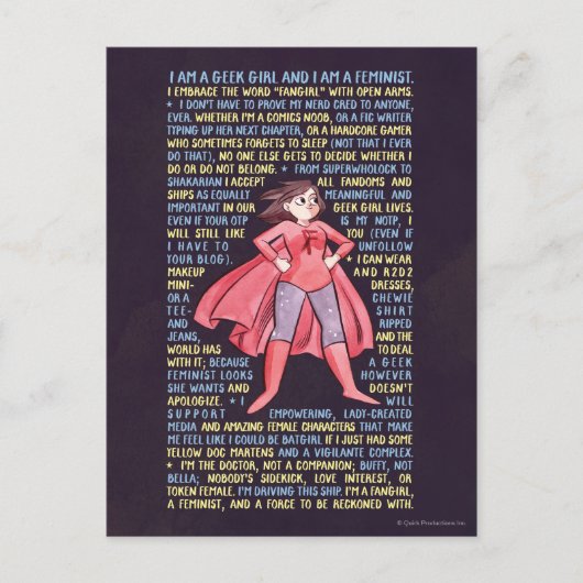 Carte Postale La Litanie de la fille Geek pour le féminisme (Devant)