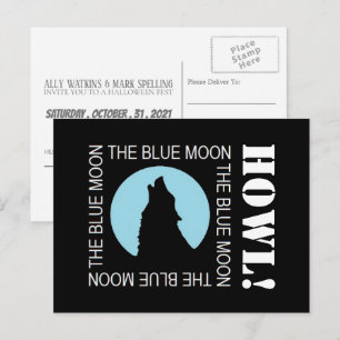 Carte Postale La Lune Bleue, Invitation de la fête d'Halloween