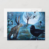 Carte Postale La lune, les lièvres et la corneille (Devant / Derrière)