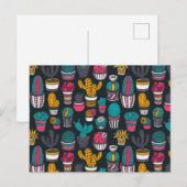Carte Postale La Main Drawn Cactus dans Sketch Style Pattern (Devant / Derrière)