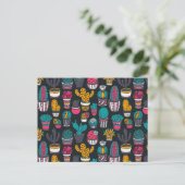 Carte Postale La Main Drawn Cactus dans Sketch Style Pattern (Debout devant)