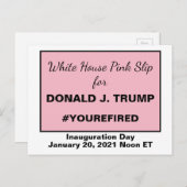 Carte Postale La Maison-Blanche : un petit cadeau rose pour Trum (Devant / Derrière)