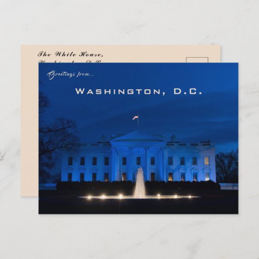 Carte Postale La Maison Blanche Washington D.C. (Devant / Derrière)
