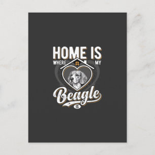 Carte Postale La maison est où est mon Beagle_1
