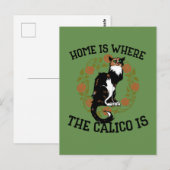 Carte Postale La maison est où le Calico est "Calico Cat" humour (Devant / Derrière)