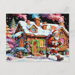 Carte Postale La Maison Magique de Bonbons de Noël de Santa Clau