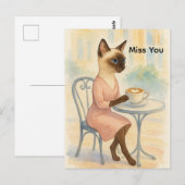 Carte Postale La maman de chat boit du café (Devant / Derrière)