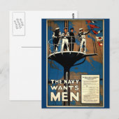 Carte Postale La Marine veut des hommes (Devant / Derrière)