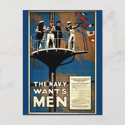 Carte Postale La Marine veut des hommes (Devant)