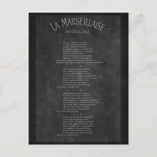Carte Postale La marseillaise - Paroles (Devant)