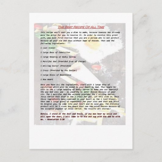 Carte Postale La meilleure recette de toute l'heure - région (Devant)