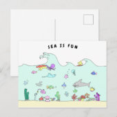 CARTE POSTALE LA MER EST AMUSANTE (Devant / Derrière)