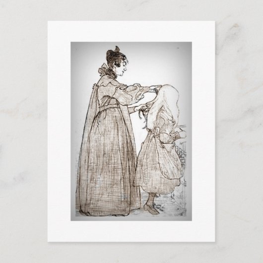 Carte Postale La mère brosse les cheveux de sa fille (Devant)