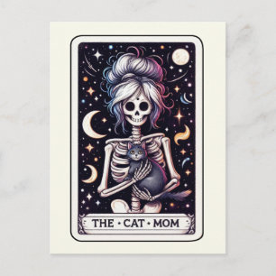 Carte Postale La Mère de Chat Tarot Art Sorcière Squelette