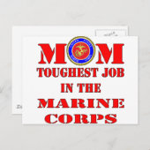 Carte Postale La Mère Marine de l'USMC Travail le plus dur dans  (Devant / Derrière)