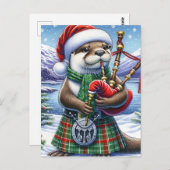 Carte Postale La mignonne Otter de Noël écossaise (Devant / Derrière)