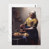 Carte Postale La Milkmaid en détail par Johannes Vermeer (Devant / Derrière)