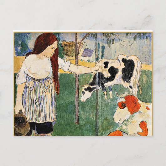 Carte Postale La Milkmaid, tableau populaire de Paul Gauguin (Devant)