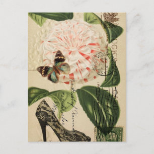 Carte Postale La mode parisienne stiletto art botanique français