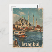 Carte Postale La Mosquée Bleue d'Istanbul Vintage (Devant / Derrière)