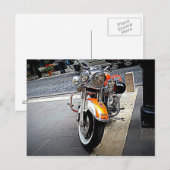 Carte Postale La moto orange (Devant / Derrière)