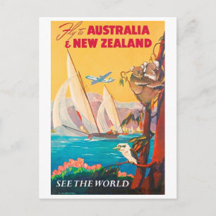 Carte Postale La mouche vers l'Australie et la Nouvelle Zélande,