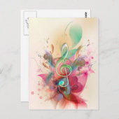 Carte Postale La musique fraîche de clef triple de couleurs pour (Devant / Derrière)