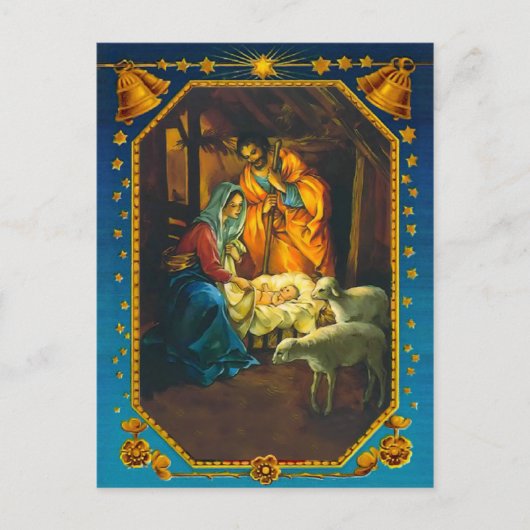 Carte Postale La Nativité, Marie, Joseph et Bébé Jésus (Devant)