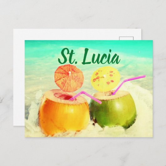 Carte Postale La noix de coco de Sainte-Lucie (Devant / Derrière)