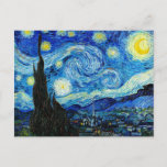 Carte Postale La nuit étoilée - Van Gogh<br><div class="desc">La nuit étoilée est une huile sur toile peinte par le peintre néo-impressionniste Vincent van Gogh. Peint en juin 1889,  il dépeint la vue depuis la fenêtre est de sa chambre d'asile à Saint-Rémy-de-Provence,  juste avant le lever du soleil,  avec l'ajout d'un village imaginaire</div>