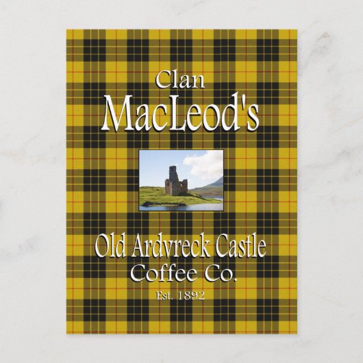 Carte Postale La Old Ardvreck Castle Coffee Co de Clan MacLeod. (Devant)