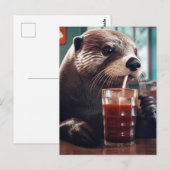 Carte Postale La Otter Boit dans un Café (Devant / Derrière)