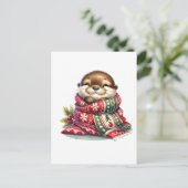 Carte Postale La Otter de Noël dans une écharpe (Debout devant)