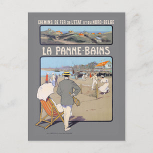 Carte Postale La Panne-Bains Poster vintage 1912