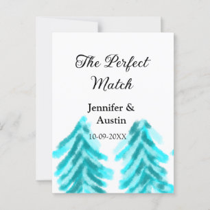Carte Postale La parfaite correspondance hiver pin bleu mariage