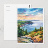 Carte Postale La peinture aquarelle du parc national Acadia (Devant / Derrière)