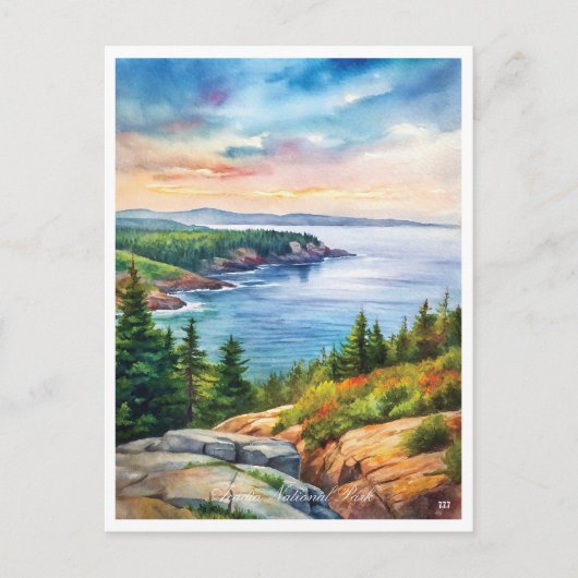 Carte Postale La peinture aquarelle du parc national Acadia (Devant)