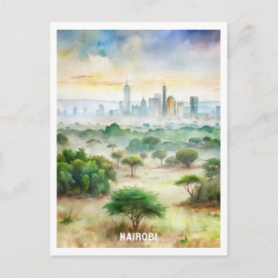Carte Postale La peinture aquarelle du parc national de Nairobi